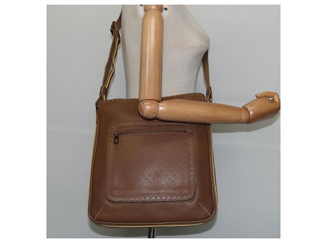 Autre Marque Borsa a spalla Bottega Veneta in pelle forata marrone oro Auth bs30220 D'oro - vista 21