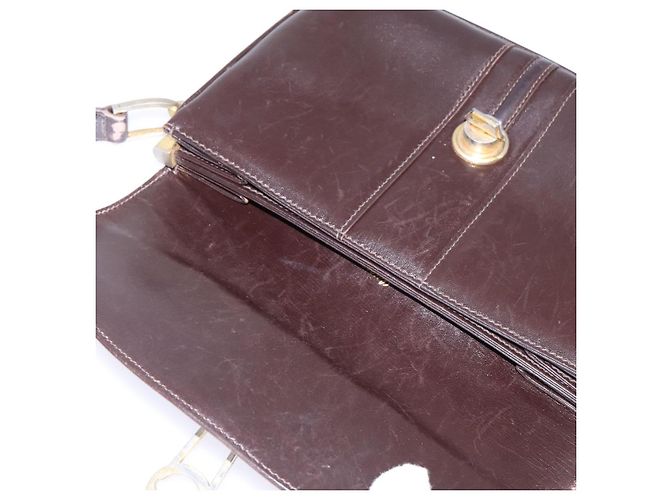 Borsa a spalla in pelle Sherry Line di GUCCI, marrone scuro, oro e rosso, autentica ep11429 - vista 10