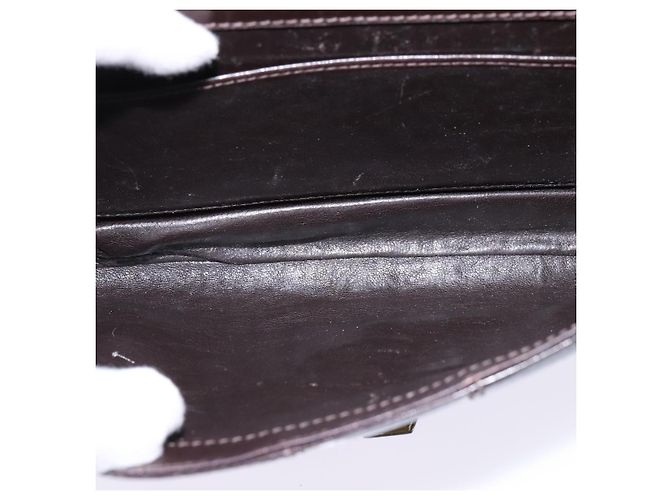Borsa a spalla in pelle Sherry Line di GUCCI, marrone scuro, oro e rosso, autentica ep11429 - vista 11