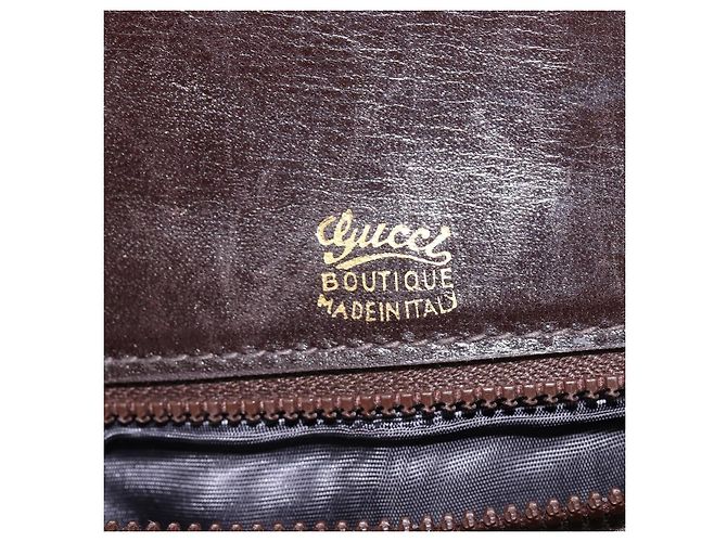 Borsa a spalla in pelle Sherry Line di GUCCI, marrone scuro, oro e rosso, autentica ep11429 - vista 18
