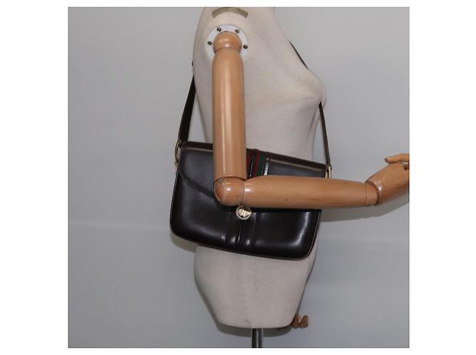 Borsa a spalla in pelle Sherry Line di GUCCI, marrone scuro, oro e rosso, autentica ep11429 - vista 22