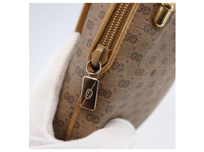 Gucci Borsa a Spalla Micro GG Supreme PVC Beige Oro 007 104 4916 Auth BA7113 D'oro - vista 10