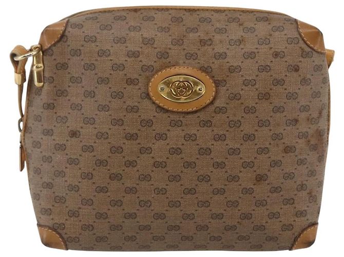 Gucci Borsa a Spalla Micro GG Supreme PVC Beige Oro 007 104 4916 Auth BA7113 D'oro - vista 13