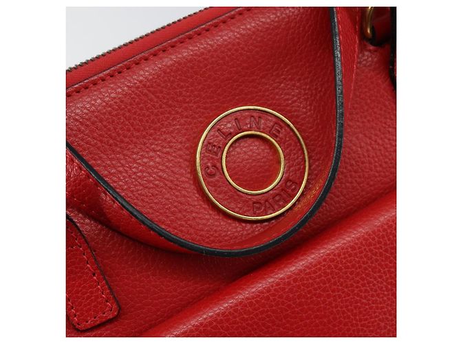 Borsa a mano CÉLINE Circle in pelle 2 in 1 rossa Auth 145769 Rosso - vista 19