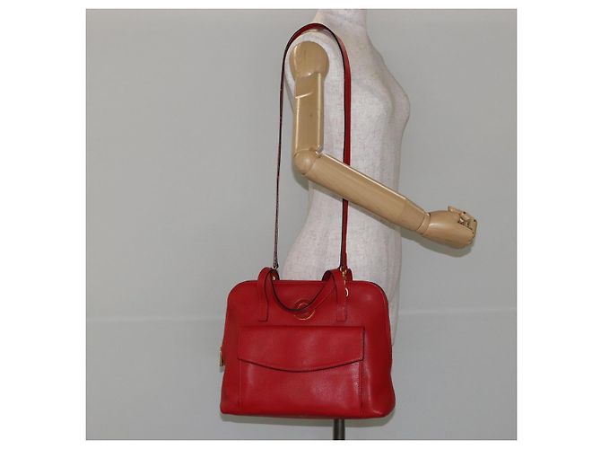 Borsa a mano CÉLINE Circle in pelle 2 in 1 rossa Auth 145769 Rosso - vista 25