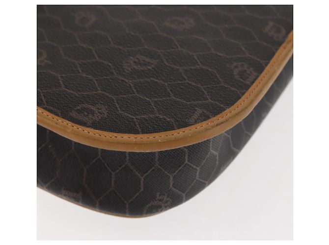 Borsa a spalla in tela a nido d'ape Christian Dior PVC nero marrone oro Auth 146582 D'oro - vista 16