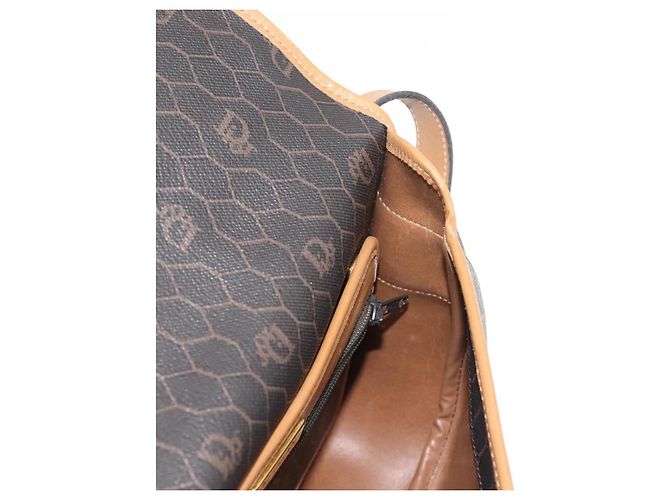 Borsa a spalla in tela a nido d'ape Christian Dior PVC nero marrone oro Auth 146582 D'oro - vista 18