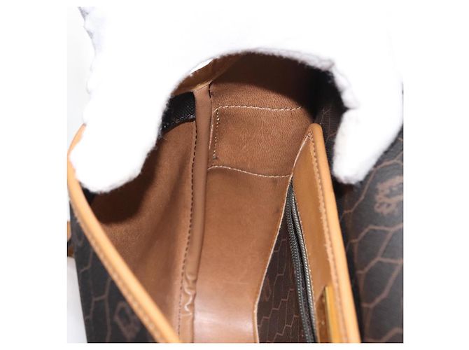 Borsa a spalla in tela a nido d'ape Christian Dior PVC nero marrone oro Auth 146582 D'oro - vista 19