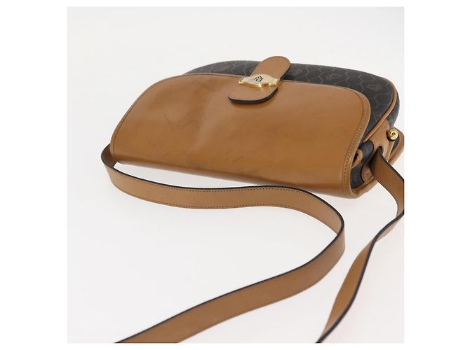 Borsa a spalla in tela a nido d'ape Christian Dior PVC nero marrone oro Auth 146582 D'oro - vista 6