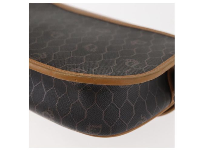 Borsa a spalla in tela a nido d'ape Christian Dior PVC nero marrone oro Auth 146582 D'oro - vista 9