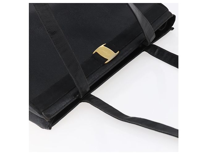 Borsa a Spalla Vala in Pelle Nera e Oro Salvatore Ferragamo Auth BA7064 Nero D'oro - vista 6