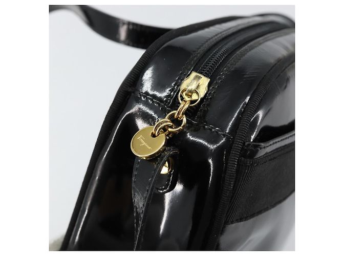 Borsa a Spalla Vala Smalto Nero Oro Auth BA7055 di Salvatore Ferragamo D'oro - vista 10