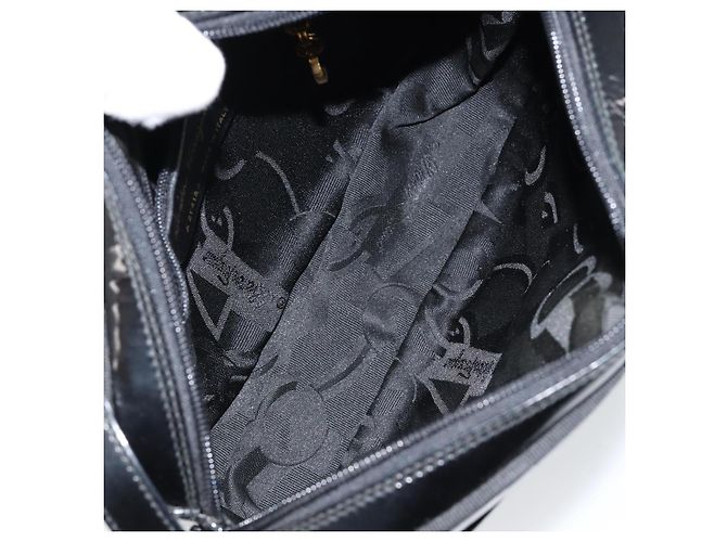 Borsa a Spalla Vala Smalto Nero Oro Auth BA7055 di Salvatore Ferragamo D'oro - vista 11