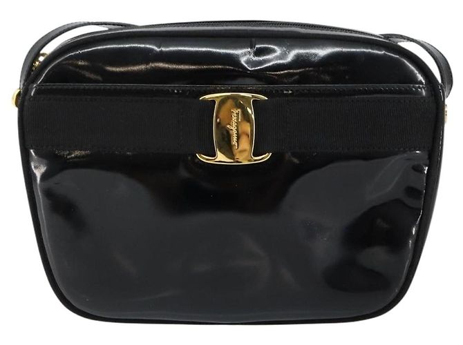 Borsa a Spalla Vala Smalto Nero Oro Auth BA7055 di Salvatore Ferragamo D'oro - vista 13