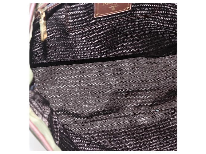 Borsa Tote PRADA in nylon khaki oro Auth ep11268 D'oro Cachi - vista 10