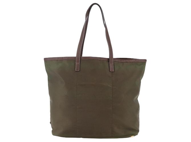 Borsa Tote PRADA in nylon khaki oro Auth ep11268 D'oro Cachi - vista 13
