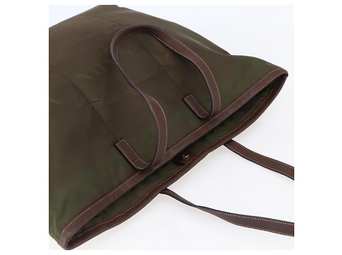 Borsa Tote PRADA in nylon khaki oro Auth ep11268 D'oro Cachi - vista 6