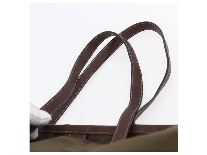 Borsa Tote PRADA in nylon khaki oro Auth ep11268 D'oro Cachi - vista 8