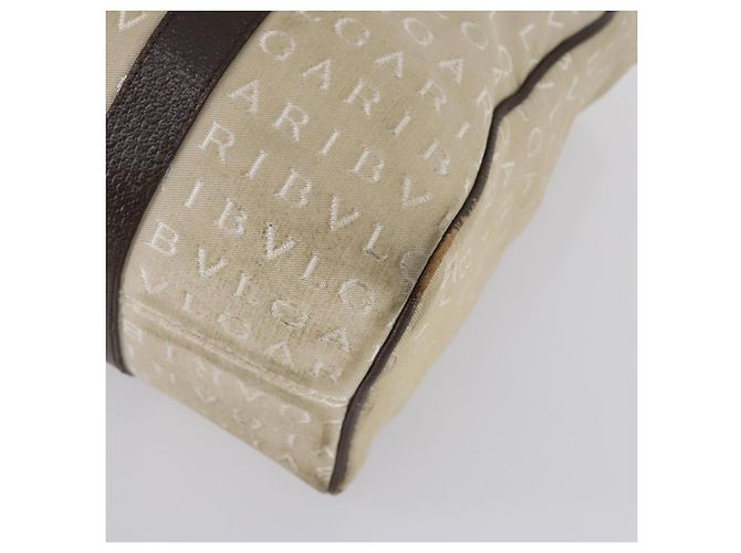 Bulgari Borsa a mano BVLGARI Logo Mania in tela 2 pezzi Beige Marrone Auth bs29563 - vista 16