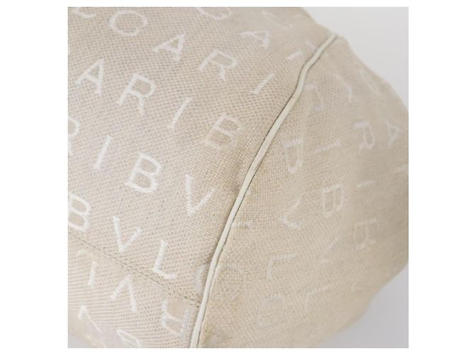 Bulgari Borsa a mano BVLGARI Logo Mania in tela 2 pezzi Beige Marrone Auth bs29563 - vista 8