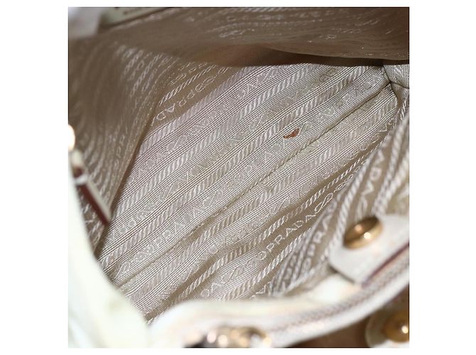 Borsa Tote PRADA Nylon Avorio Oro Auth 147996 D'oro Crudo - vista 11