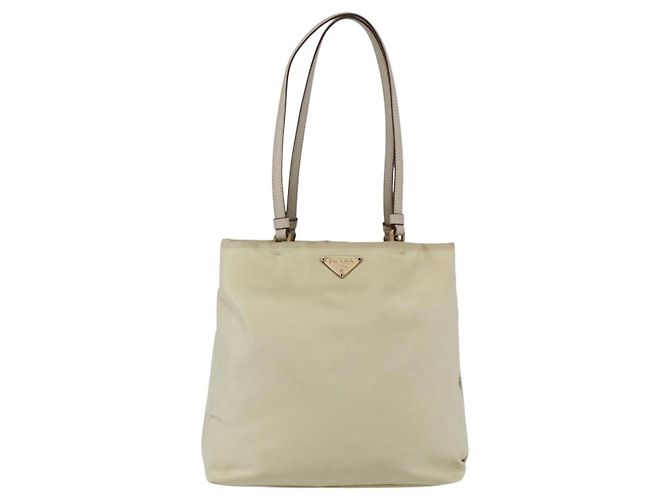 Borsa Tote PRADA Nylon Avorio Oro Auth 147996 D'oro Crudo - vista 13