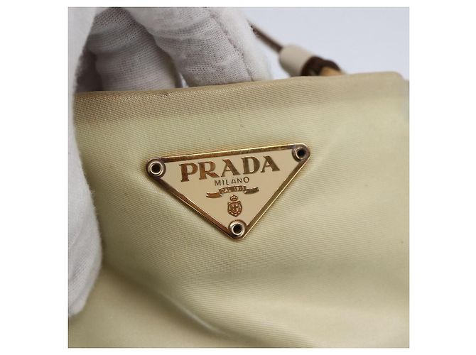 Borsa Tote PRADA Nylon Avorio Oro Auth 147996 D'oro Crudo - vista 17