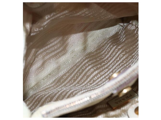 Borsa Tote PRADA Nylon Avorio Oro Auth 147996 D'oro Crudo - vista 24