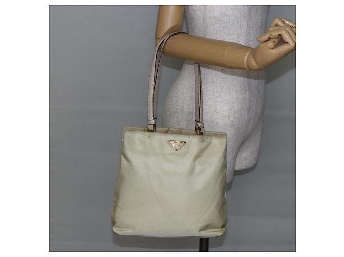 Borsa Tote PRADA Nylon Avorio Oro Auth 147996 D'oro Crudo - vista 25