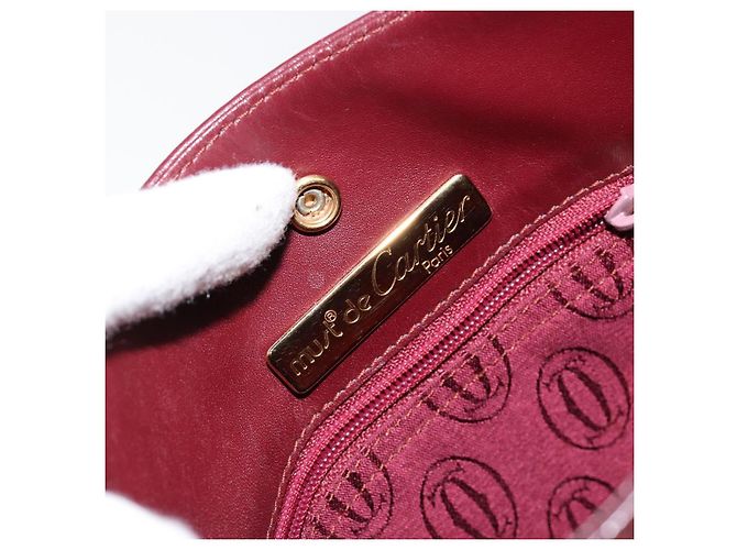 Cartier Borsa a spalla Must Line in pelle Bordeaux oro Auth BA7016 D'oro Bordò - vista 11