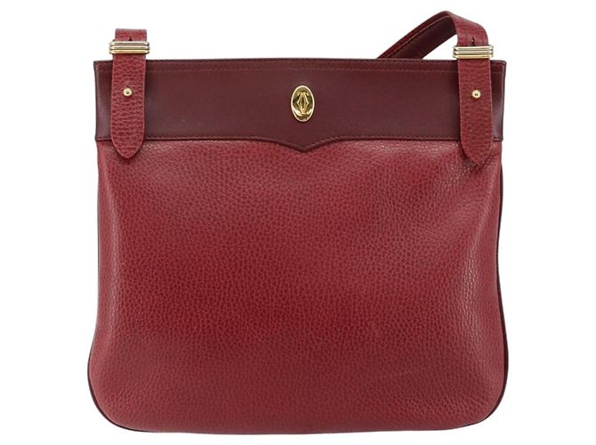Cartier Borsa a spalla Must Line in pelle Bordeaux oro Auth BA7016 D'oro Bordò - vista 13