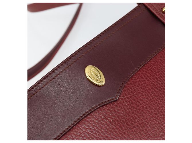 Cartier Borsa a spalla Must Line in pelle Bordeaux oro Auth BA7016 D'oro Bordò - vista 17