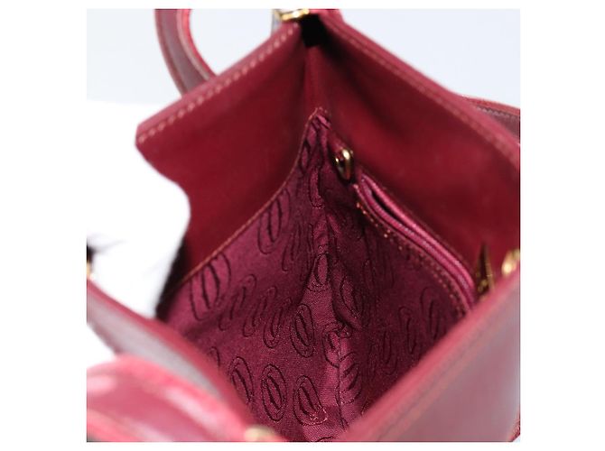 Cartier Borsa a spalla Must Line in pelle Bordeaux oro Auth BA7016 D'oro Bordò - vista 19