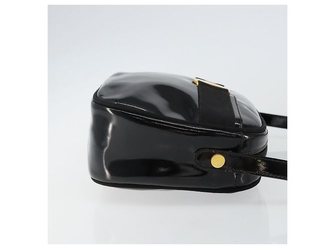 Borsa a Spalla Salvatore Ferragamo Vala Smalto Nero Oro Auth 143264 D'oro - vista 3