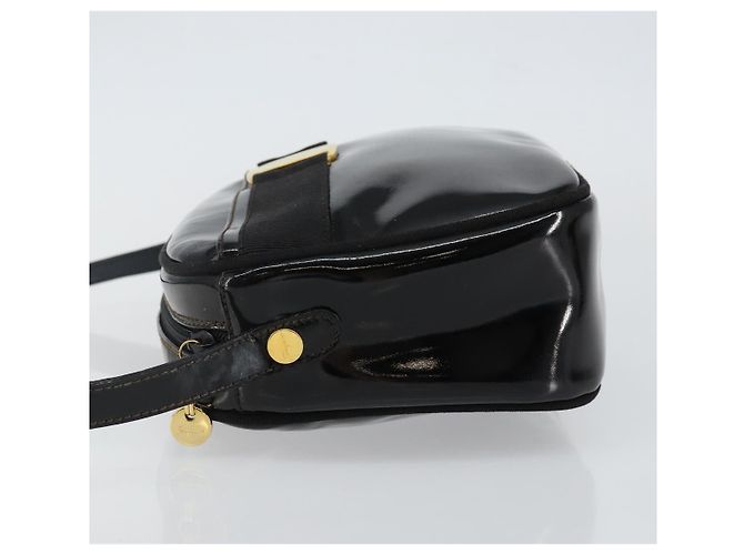 Borsa a Spalla Salvatore Ferragamo Vala Smalto Nero Oro Auth 143264 D'oro - vista 4