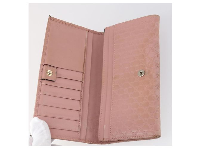 GUCCI Micro GG Canvas GG Canvas Geldbörse Leder 4Set Rosa Schwarz Auth 140007 Pink - Ansicht 16