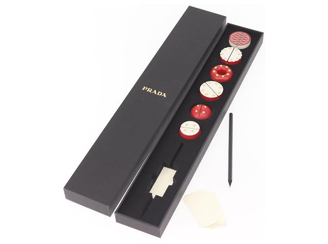 PRADA Memo Stand Holz Rot Auth 138578 - Ansicht 11