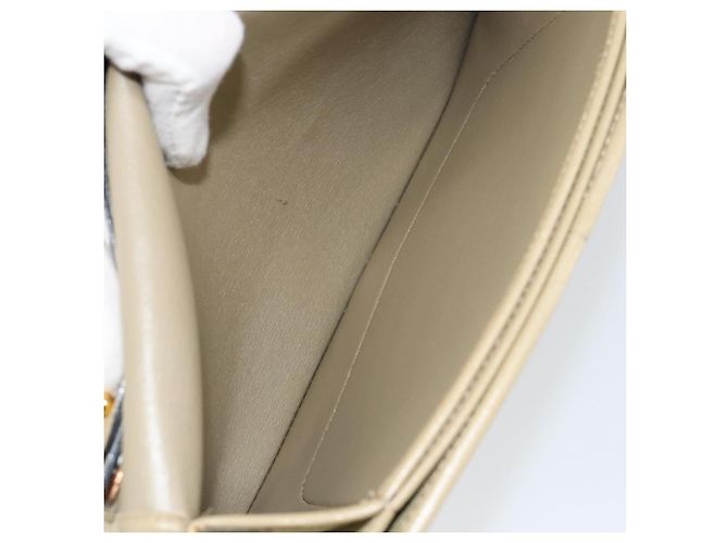Borsa a Spalla Christian Dior in Pelle Beige Oro Auth BA7996 D'oro - vista 11