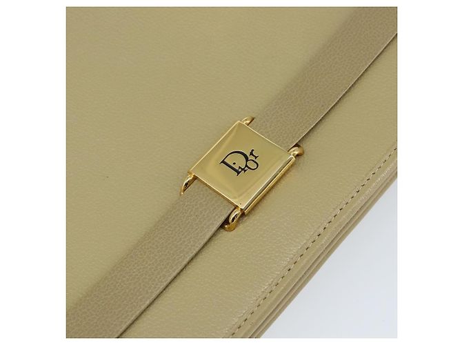 Borsa a Spalla Christian Dior in Pelle Beige Oro Auth BA7996 D'oro - vista 17