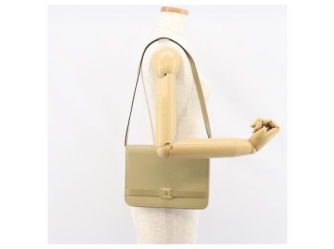 Borsa a Spalla Christian Dior in Pelle Beige Oro Auth BA7996 D'oro - vista 22