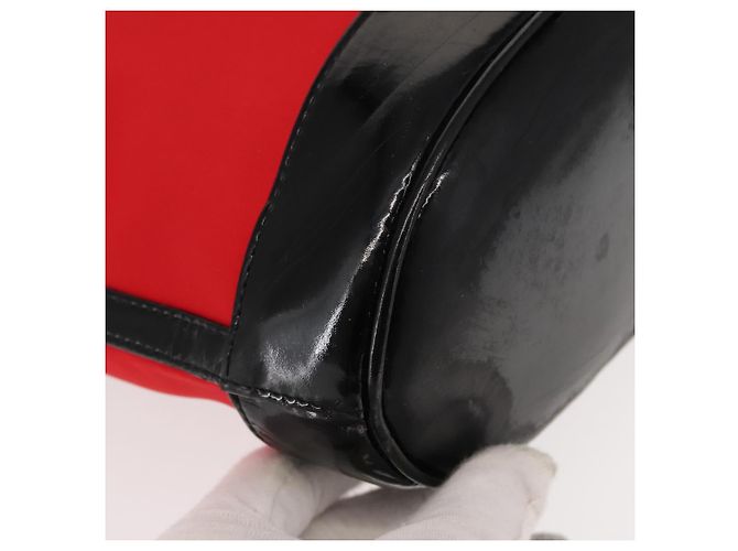 SAINT LAURENT Tote Bag aus emailliertem Nylon Rot Silber Auth BA7096 - Ansicht 10