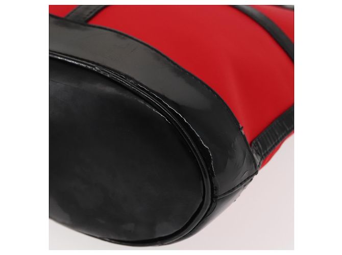 SAINT LAURENT Tote Bag aus emailliertem Nylon Rot Silber Auth BA7096 - Ansicht 11