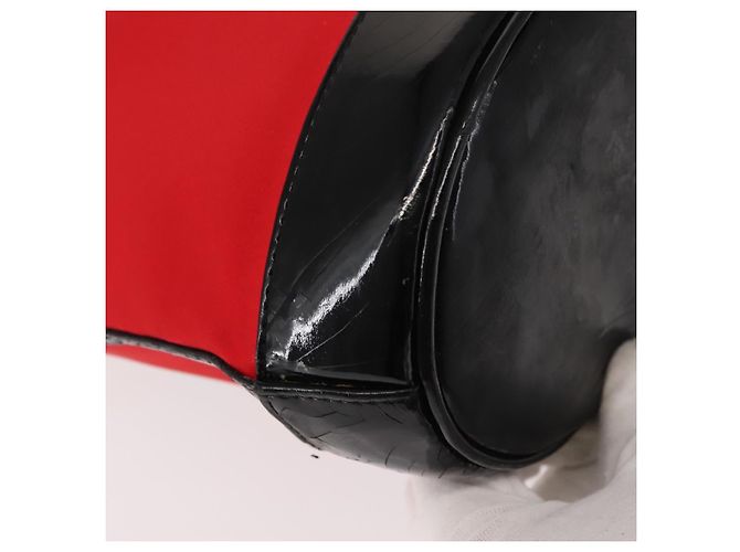 SAINT LAURENT Tote Bag aus emailliertem Nylon Rot Silber Auth BA7096 - Ansicht 12