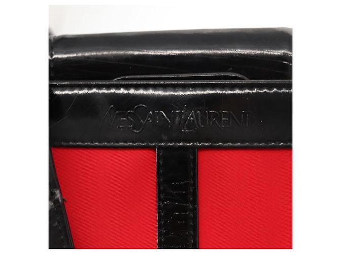 SAINT LAURENT Tote Bag aus emailliertem Nylon Rot Silber Auth BA7096 - Ansicht 14