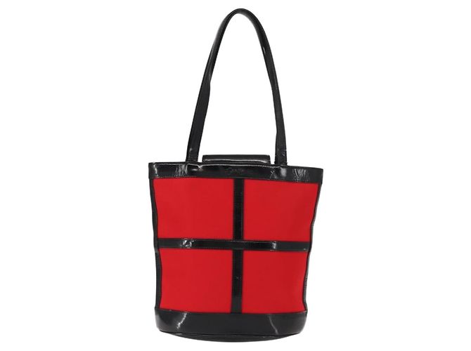 SAINT LAURENT Tote Bag aus emailliertem Nylon Rot Silber Auth BA7096 - Ansicht 2