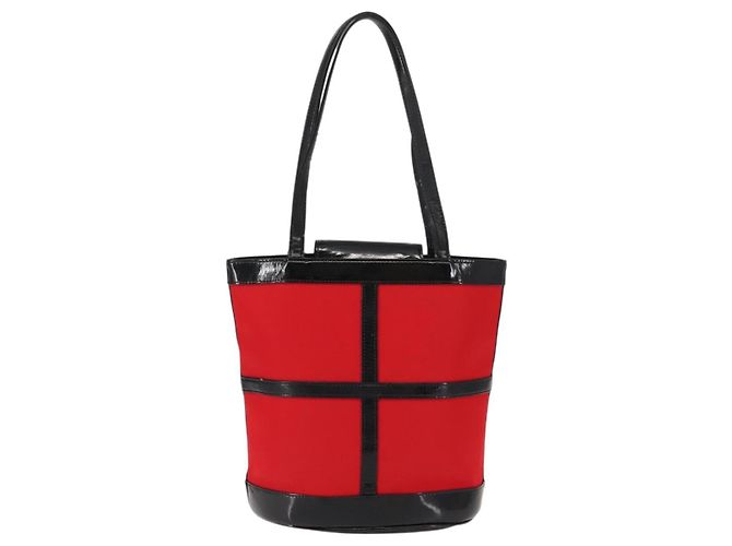 SAINT LAURENT Tote Bag aus emailliertem Nylon Rot Silber Auth BA7096 - Ansicht 3