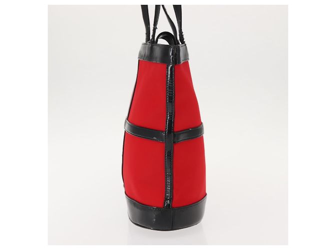 SAINT LAURENT Tote Bag aus emailliertem Nylon Rot Silber Auth BA7096 - Ansicht 4