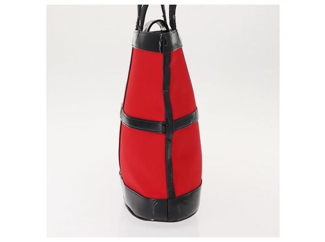SAINT LAURENT Tote Bag aus emailliertem Nylon Rot Silber Auth BA7096 - Ansicht 5