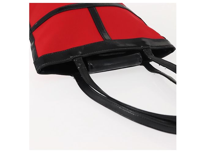 SAINT LAURENT Tote Bag aus emailliertem Nylon Rot Silber Auth BA7096 - Ansicht 6