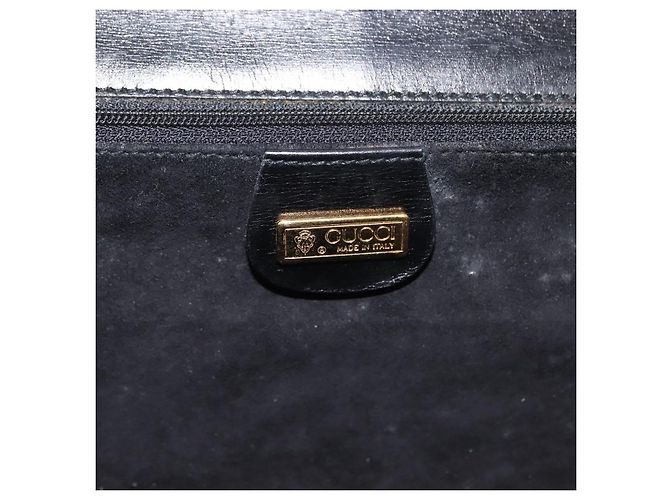 Bolso de Hombro de Cuero Negro y Dorado GUCCI 004 33 0241 Auth BA7133 - vista 16